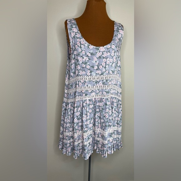Hyku Boho Open Lace Trim Tank Top Sundress Size Large - Picture 3 of 9